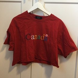 Canada Embroidered Crop Top Red Size S/M